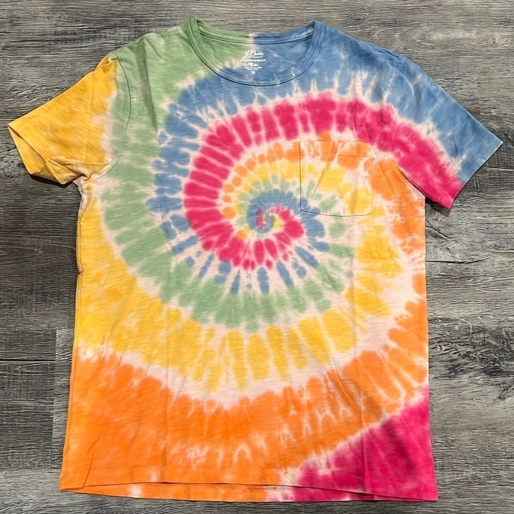J.CREW garment dyed knit goods slub cotton yarns tie dye tshirt - M